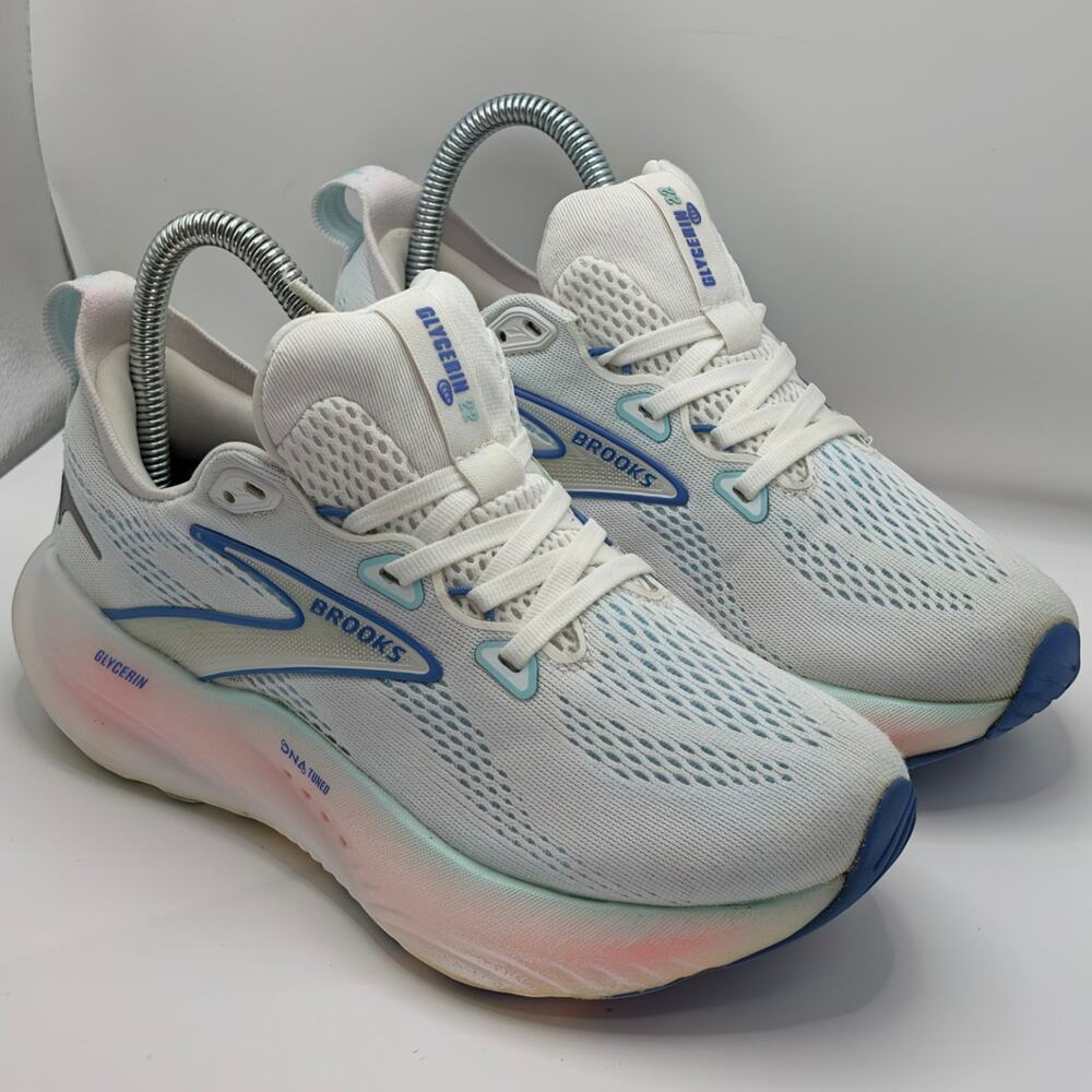 Brooks Glycerin 22 White Amparo Blue Womens 6 Medium B UK 4 Running Shoes